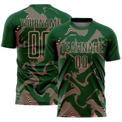 Maillot de football vert à sublimation, uniforme rose, lignes, taille moyenne, personnalisé, sport, courbe