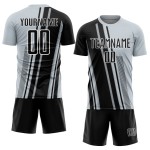 Maillot de football personnalisé à sublimation, uniforme sportif, lignes noires et blanches, argent