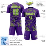 Maillot de football à lignes uniformes, violet, vert fluo et blanc, personnalisé, sublimation Maillot de football à lignes uniformes, violet, vert fluo et blanc, personnalisé, sublimation