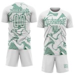 Maillot de football blanc uniforme Sports Curve Lines Kelly, sublimation personnalisée, vert