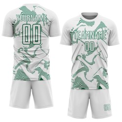 Maillot de football blanc uniforme Sports Curve Lines Kelly, sublimation personnalisée, vert Maillot de football blanc uniforme Sports Curve Lines Kelly, sublimation personnalisée, vert