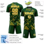 Maillot de football personnalisé Lines Green Sports, uniforme de sport, couleur jaune et blanc, courbé par sublimation