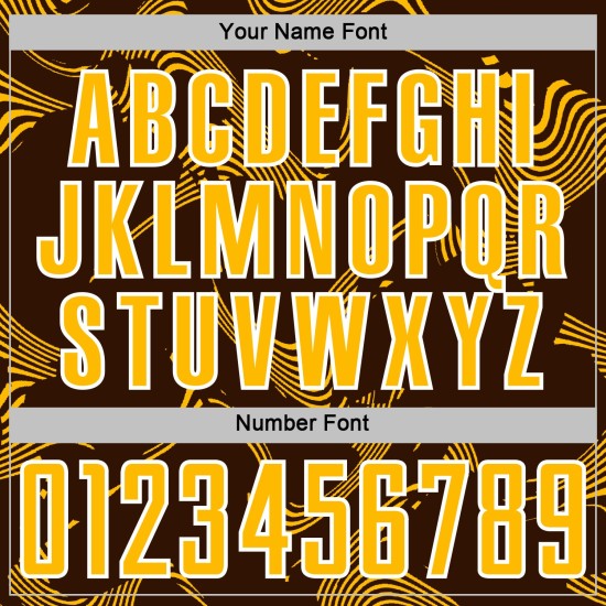 Maillot de football marron personnalisé, lignes courbes, uniforme de sport par sublimation, or et blanc