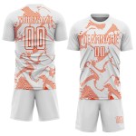Maillot de football blanc à sublimation orange Custom Lines Curve