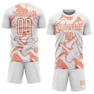 Maillot de football blanc à sublimation orange Custom Lines Curve