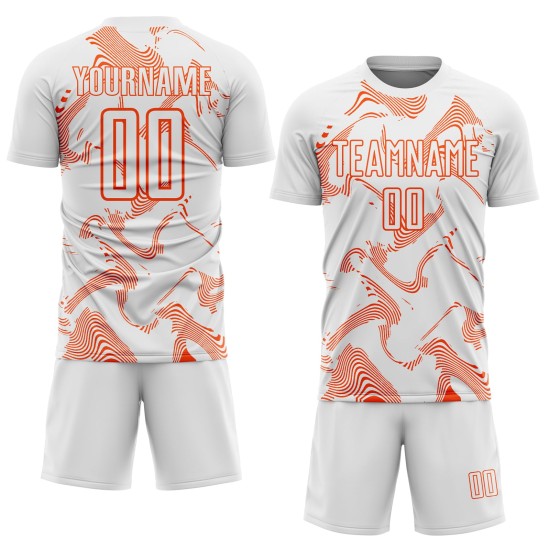 Maillot de football blanc à sublimation orange Custom Lines Curve