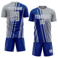 Maillot de football personnalisé Royal-White, sublimation, gris Maillot de football personnalisé Royal-White, sublimation, gris