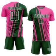 Maillot de football à lignes vert-blanc rose, uniforme personnalisé par sublimation