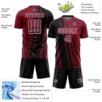 Maillot de sport sublimé Crimson, uniforme de football personnalisé, noir et blanc Maillot de sport sublimé Crimson, uniforme de football personnalisé, noir et blanc