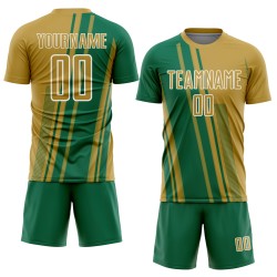 Maillot de sublimation ancien Sports Lines Kelly Uniform Soccer Gold Custom Green-White Maillot de sublimation ancien Sports Lines Kelly Uniform Soccer Gold Custom Green-White