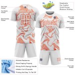 Maillot de football blanc à sublimation orange Custom Lines Curve