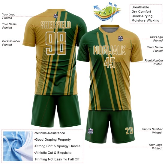 Maillot de football personnalisé vert et blanc à sublimation dorée