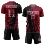 Maillot de sport sublimé Crimson, uniforme de football personnalisé, noir et blanc Maillot de sport sublimé Crimson, uniforme de football personnalisé, noir et blanc