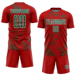 Maillot de football vert et blanc, rouge, sublimation, Sports Curve Kelly Lines, personnalisé Maillot de football vert et blanc, rouge, sublimation, Sports Curve Kelly Lines, personnalisé