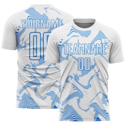 Maillot de football à sublimation bleu Custom Lines Sports, poudre blanche courbée