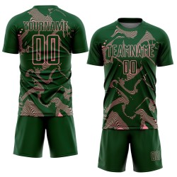 Maillot de football vert à sublimation, uniforme rose, lignes, taille moyenne, personnalisé, sport, courbe