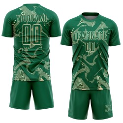 Maillot de football à sublimation Green Uniform Curve Kelly Cream, personnalisé Maillot de football à sublimation Green Uniform Curve Kelly Cream, personnalisé