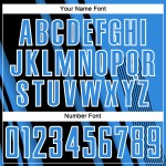 Maillot de football personnalisé à sublimation bleue avec lignes de poudre noir et blanc