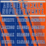 Maillot de football orange à sublimation, uniforme sportif personnalisé, lignes bleu royal et blanc Maillot de football orange à sublimation, uniforme sportif personnalisé, lignes bleu royal et blanc