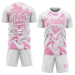 Maillot de football rose à sublimation, uniforme blanc, personnalisé Curve Sports Maillot de football rose à sublimation, uniforme blanc, personnalisé Curve Sports