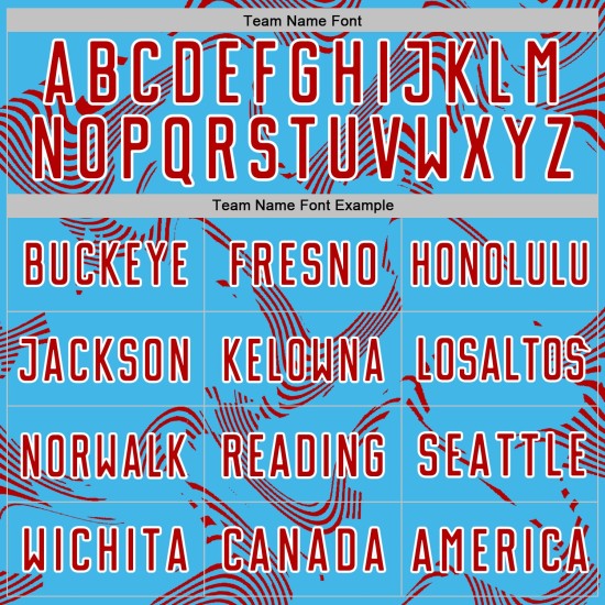 Maillot de football bleu ciel, rouge et blanc, uniforme personnalisé, lignes courbes, sublimation Maillot de football bleu ciel, rouge et blanc, uniforme personnalisé, lignes courbes, sublimation