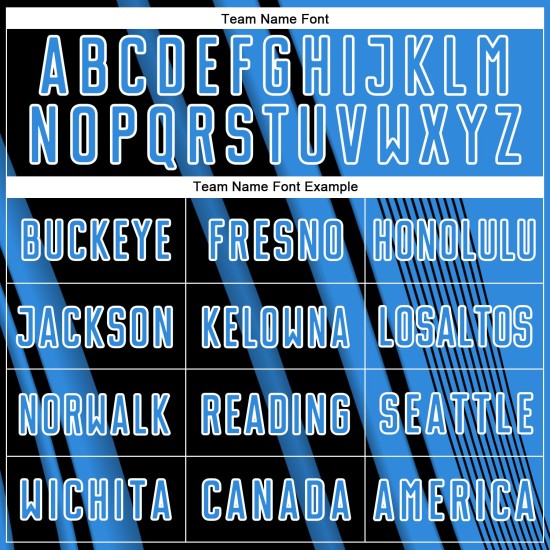 Maillot de football personnalisé à sublimation bleue avec lignes de poudre noir et blanc