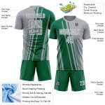 Maillot de football personnalisé à sublimation grise Lines, uniforme vert et blanc, sports Kelly Maillot de football personnalisé à sublimation grise Lines, uniforme vert et blanc, sports Kelly