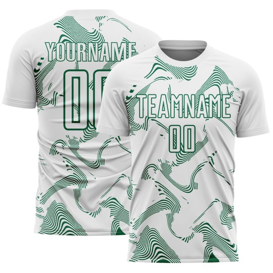 Maillot de football blanc uniforme Sports Curve Lines Kelly, sublimation personnalisée, vert