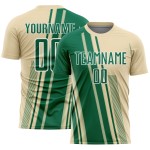 Maillot Kelly de football à sublimation, lignes uniformes crème, vert et blanc, personnalisé Maillot Kelly de football à sublimation, lignes uniformes crème, vert et blanc, personnalisé