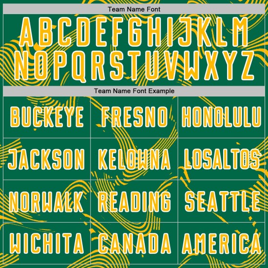 Maillot Kelly Or-Blanc Uniforme Lignes Sublimation Personnalisé Sports Curve Soccer Vert