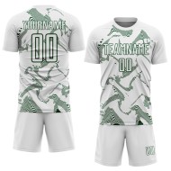 Maillot de football blanc vert à lignes personnalisées, uniforme de sublimation