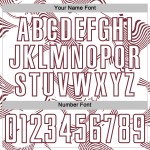 Maillot de football blanc à lignes uniformes et courbes, bordeaux, sublimation personnalisée