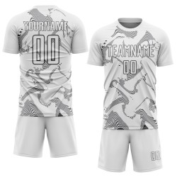 Maillot de sport gris Steel Curve personnalisé par sublimation, uniforme blanc de football Maillot de sport gris Steel Curve personnalisé par sublimation, uniforme blanc de football