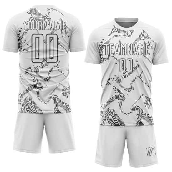 Maillot de sport gris Steel Curve personnalisé par sublimation, uniforme blanc de football Maillot de sport gris Steel Curve personnalisé par sublimation, uniforme blanc de football