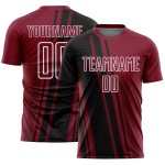 Maillot de sport sublimé Crimson, uniforme de football personnalisé, noir et blanc Maillot de sport sublimé Crimson, uniforme de football personnalisé, noir et blanc
