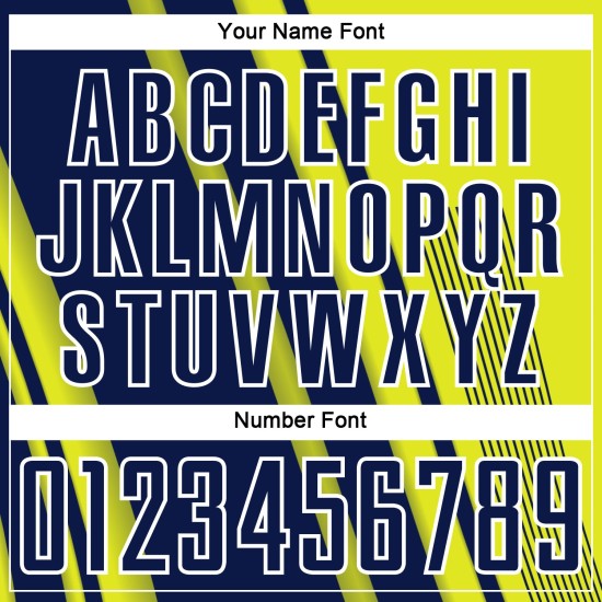 Maillot Uniforme Lignes Néon Jaune Sports Football Bleu Marine-Blanc Sublimation Personnalisé Maillot Uniforme Lignes Néon Jaune Sports Football Bleu Marine-Blanc Sublimation Personnalisé