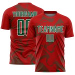 Maillot de football vert et blanc, rouge, sublimation, Sports Curve Kelly Lines, personnalisé Maillot de football vert et blanc, rouge, sublimation, Sports Curve Kelly Lines, personnalisé
