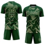 Maillot de football sublimé crème vert sport personnalisé lignes courbes uniforme