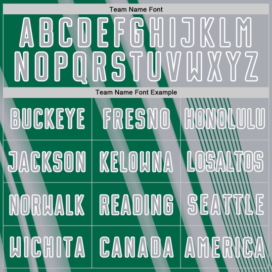 Maillot de football personnalisé à sublimation grise Lines, uniforme vert et blanc, sports Kelly Maillot de football personnalisé à sublimation grise Lines, uniforme vert et blanc, sports Kelly