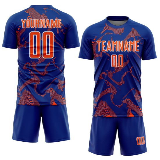 Maillot de football personnalisé à sublimation orange et blanc Royal Curve Sports