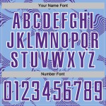 Maillot de football violet et blanc à sublimation bleue et courbe personnalisée Maillot de football violet et blanc à sublimation bleue et courbe personnalisée