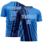 Maillot de football bleu marine et blanc, uniforme de sport à sublimation par poudre, personnalisé Maillot de football bleu marine et blanc, uniforme de sport à sublimation par poudre, personnalisé