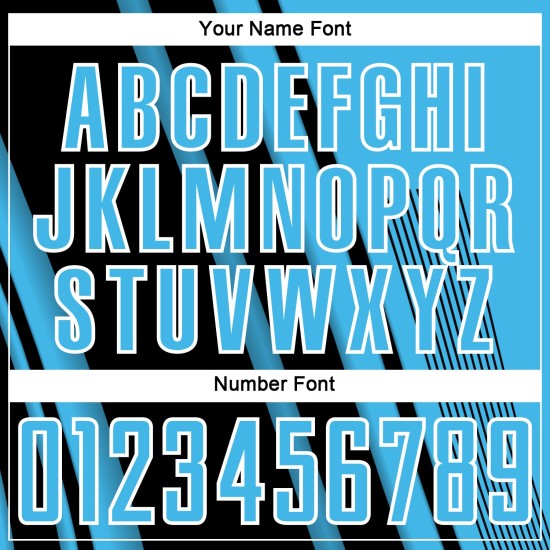 Maillot de football sublimé Lines Blue Sky Sports, uniforme personnalisé noir et blanc