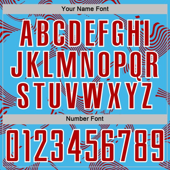 Maillot de football bleu ciel, rouge et blanc, uniforme personnalisé, lignes courbes, sublimation Maillot de football bleu ciel, rouge et blanc, uniforme personnalisé, lignes courbes, sublimation