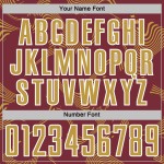 Maillot de sport personnalisé, ancien uniforme de football à sublimation bordeaux, courbe or-blanc