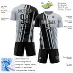 Maillot de football personnalisé à sublimation, uniforme sportif, lignes noires et blanches, argent