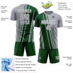 Maillot de football gris vert et blanc, uniforme personnalisé, lignes de sublimation