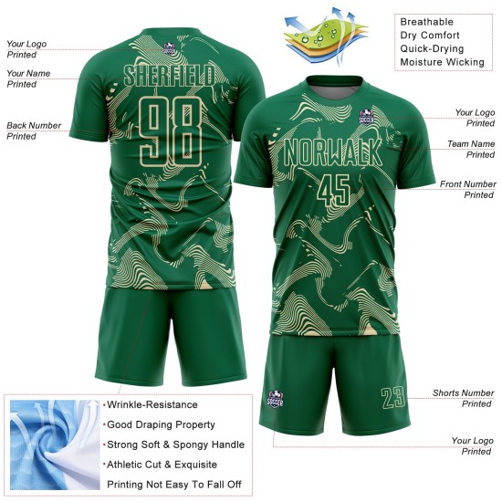 Maillot de football à sublimation Green Uniform Curve Kelly Cream, personnalisé