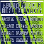 Maillot de football personnalisé à sublimation, lignes vertes, sport, bleu marine fluo et blanc