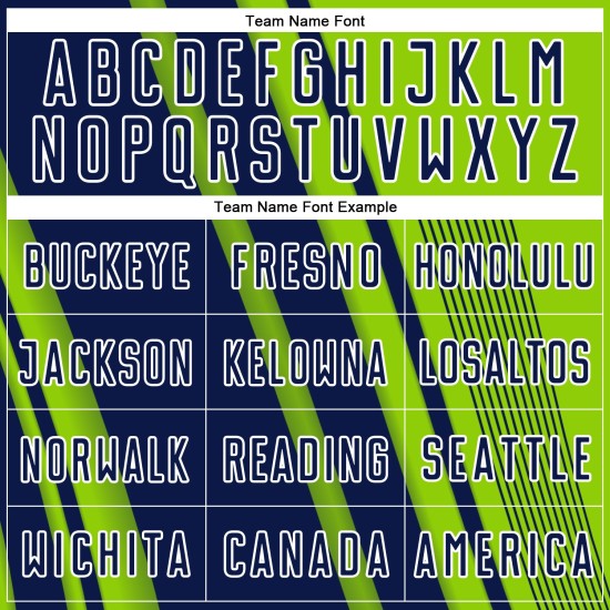 Maillot de football personnalisé à sublimation, lignes vertes, sport, bleu marine fluo et blanc